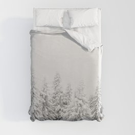 Snow Covered Pine Trees Winter Forest Duvet Cover