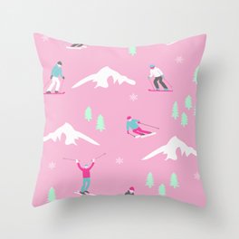 Lady Skiers Throw Pillow