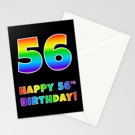 [ Thumbnail: HAPPY 56TH BIRTHDAY - Multicolored Rainbow Spectrum Gradient Stationery Cards ]