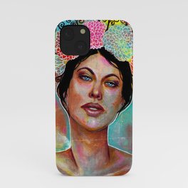 Flower Rainbow Girl in Mixed Media iPhone Case