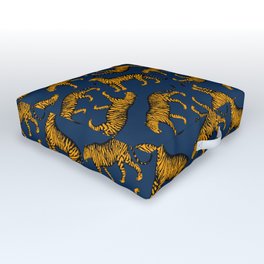 Tigers (Navy Blue and Marigold) Outdoor Floor Cushion