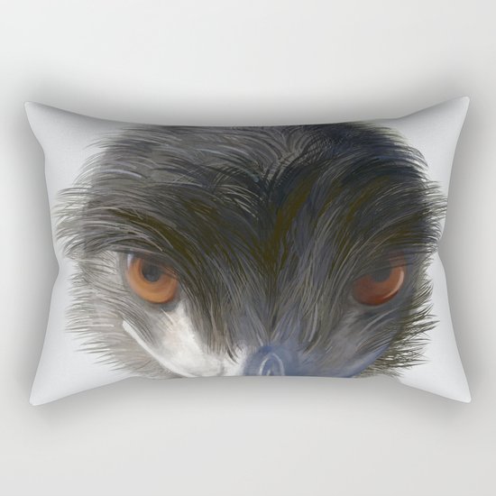 Suspicious Emu Stare, watercolor Rectangular Pillow