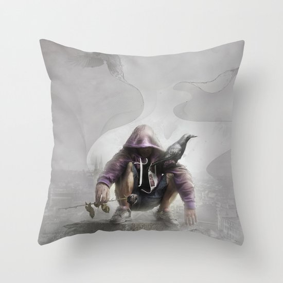 The Crow of Zagreb Throw Pillow