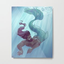 Submerged Metal Print | Underwater, Muscle, Daddy, Sea, Beach, Painting, Water, Pinup, Swimming, Fitness 