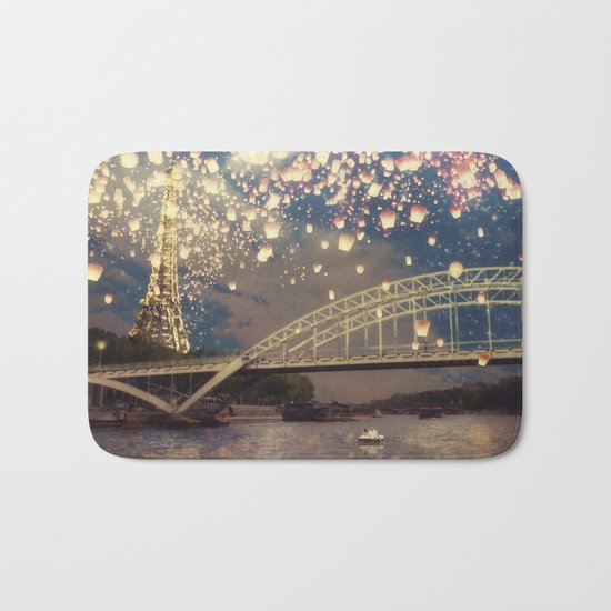 Love Wish Lanterns over Paris Bath Mat