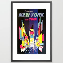 TWA New York, Times Square - Vintage Travel Poster Framed Art Print | Prints, Retro, Skyscraper, American, Posters, Reproductions, Americancity, Old, Vintage, Drawing 