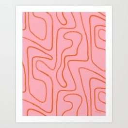 Abstract Line Pink and Orange Art Print