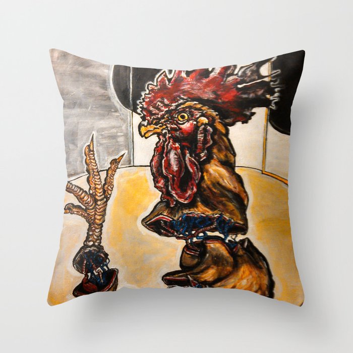 Space Rooster Throw Pillow