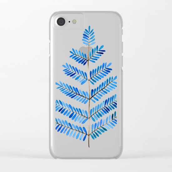 Blue Leaflets Clear iPhone Case