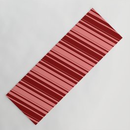 [ Thumbnail: Light Coral & Maroon Colored Stripes Pattern Yoga Mat ]