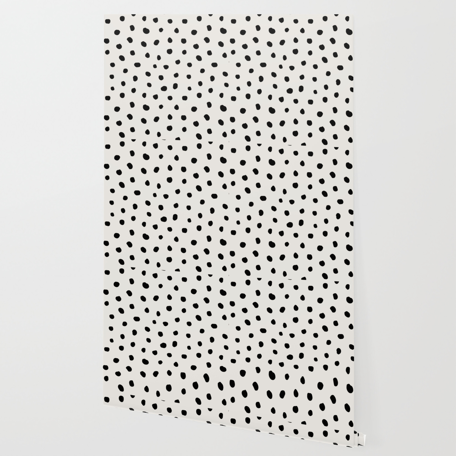 Modern Polka Dots Black On Light Gray Wallpaper