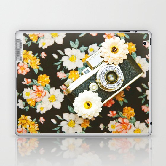 Floral Vintage Camera (Color) Laptop & iPad Skin