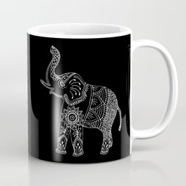 Boho Elephant Doodle in Black and White, Zentangle, Mehndi Style. Coffee Mug
