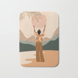 Mother Earth Bath Mat | Graphicdesign, Pattern, Painterly, Dots, Gouache, Earthy, Palm, Sand, Landscape, Print 