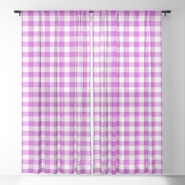 Steel Pink - gingham Sheer Curtain