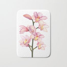 The Orchid, A Realistic Botanical Watercolor Painting Bath Mat