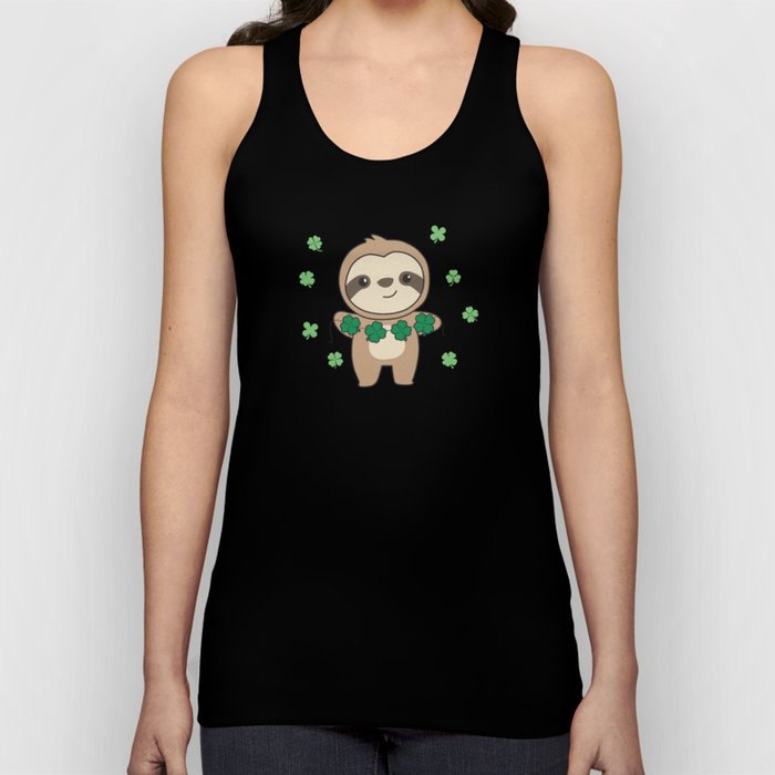 Sloth With Shamrocks Cute Animals For Luck Tank Top