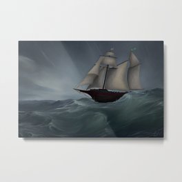 Ship in a Storm Metal Print
