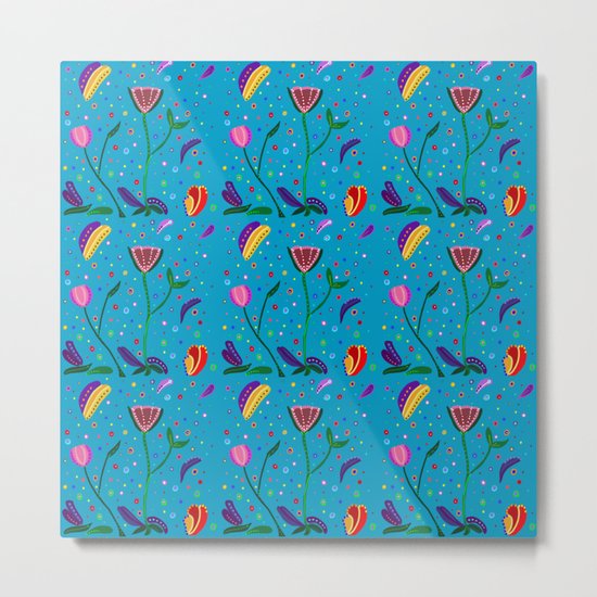 Flowers at Dusk, original art, repeated Metal Print