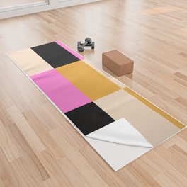 Shapes 15 | Pink Black Mustard Yoga Towel
