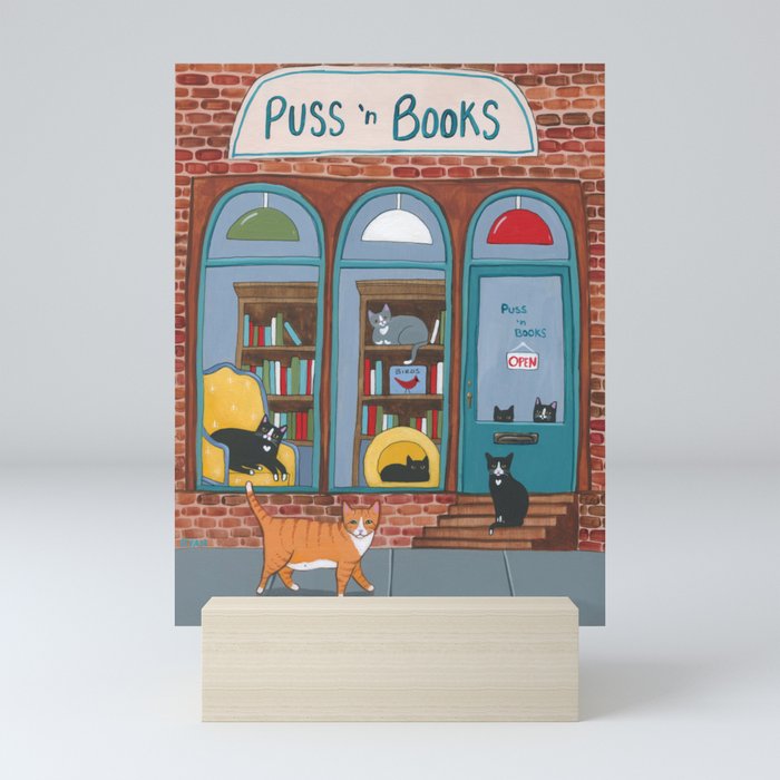 Puss n Books Shop Cats Mini Art Print