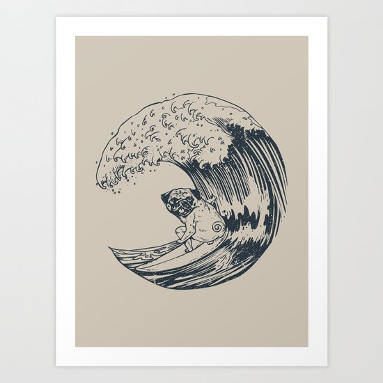 Summer and The Pug Art Print