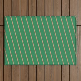 [ Thumbnail: Dark Salmon & Sea Green Colored Lines Pattern Outdoor Rug ]
