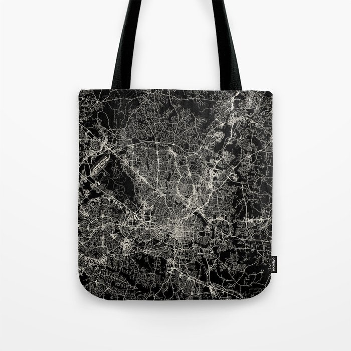 Raleigh USA - Black and White City Map Tote Bag