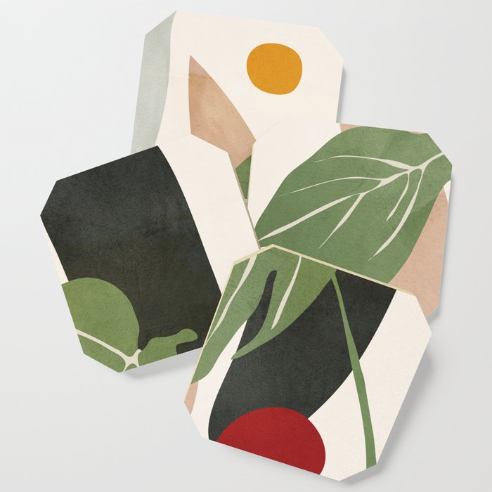 Abstract Monstera Leaf Coaster