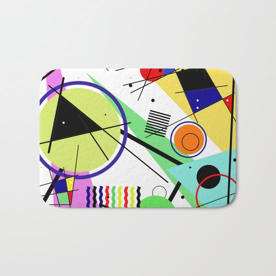 Retro Crazy - Abstract, random, crazy, geometric, colourful artwork Bath Mat
