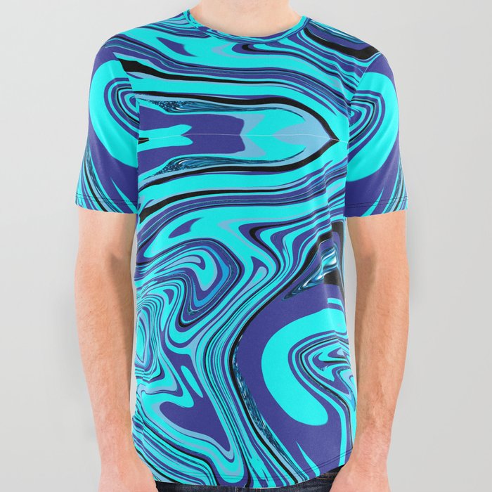 Blue acrylic pour pattern All Over Graphic Tee by thisonemakes | Society6
