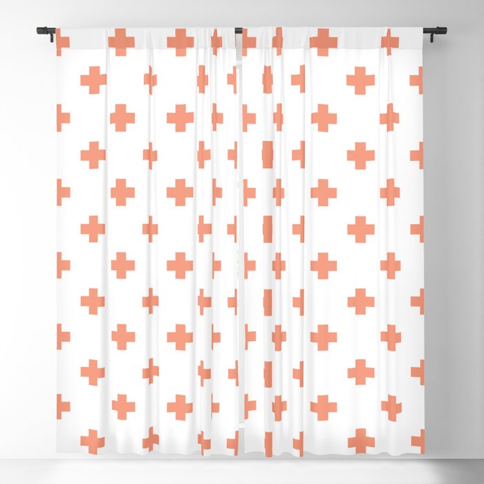 Coral Swiss Cross Pattern Blackout Curtain