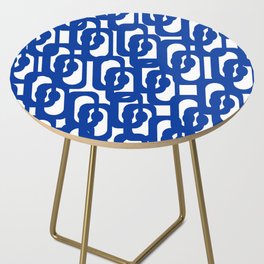 Bright Blue and White Mid-century Modern Loop Pattern  Side Table