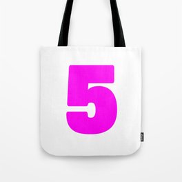 5 (Magenta & White Number) Tote Bag