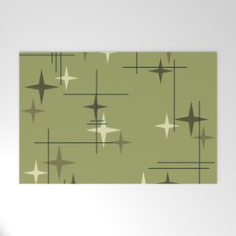 Mid Century Modern Stars Olive Green Welcome Mat