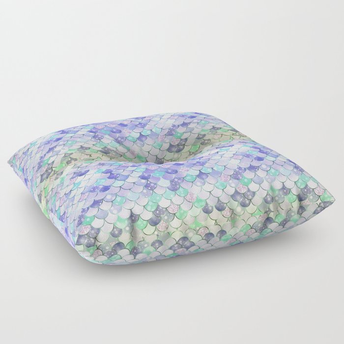 Blue Green Mermaid Pattern Luxury Floor Pillow