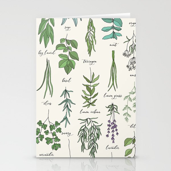 Herbs Collection Pattern Stationery Cards