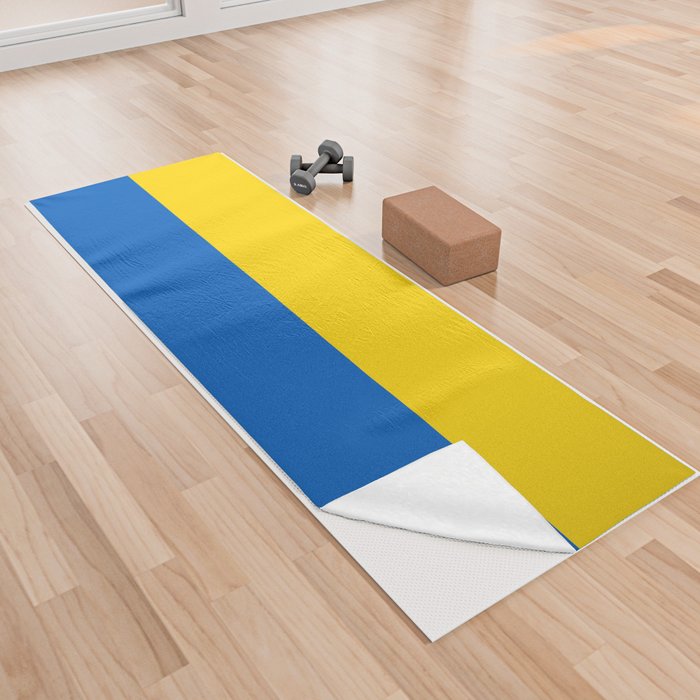 Sapphire and Yellow Solid Shapes Ukraine Flag Colors 2 100 Percent Commission Donated Read Bio Yoga Towel