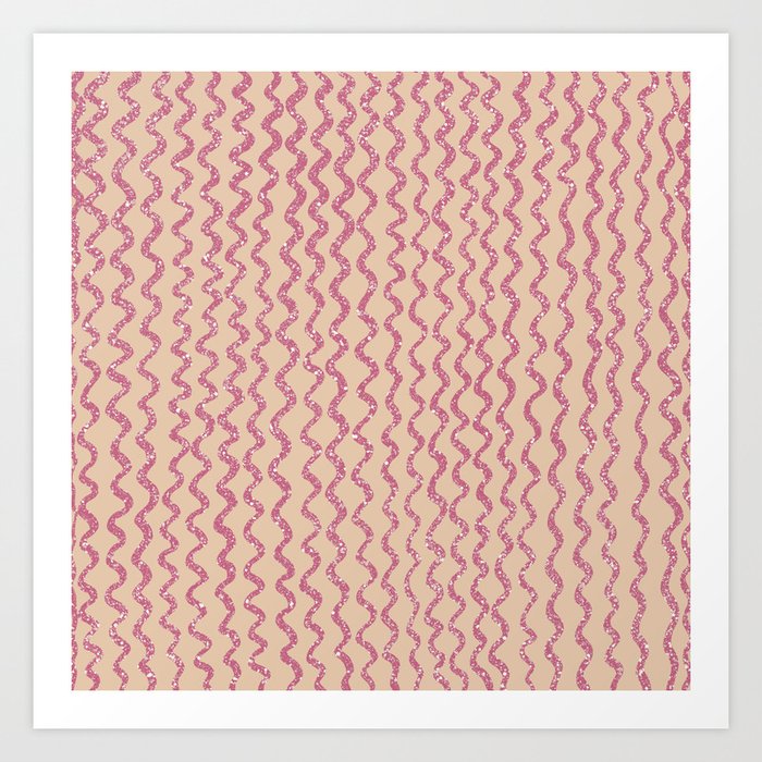 Squiggles In The Sun - Beige and Magenta Art Print