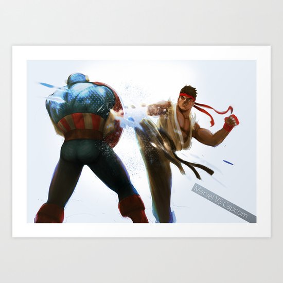 Marvel VS Capcom: Captain America VS Ryu Art Print