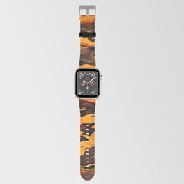 Bright liquid tiger pattern, orange and brown animal print Apple Watch Band