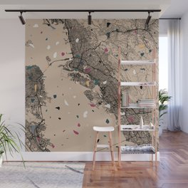 USA, Oakland City Map - Terrazzo Collage Wall Mural