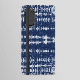 Tie dye shibori horizontal indigo blue stripes Android Wallet Case