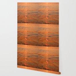 Abstract Orange Ocean Waves Sunset Wallpaper