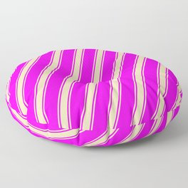 [ Thumbnail: Fuchsia and Tan Colored Lined Pattern Floor Pillow ]