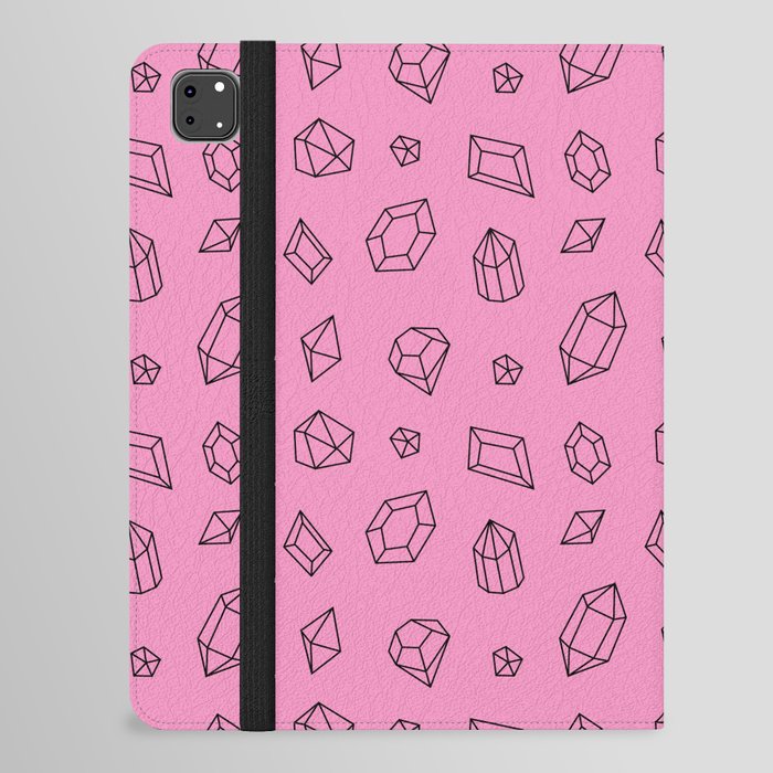 Pink and Black Gems Pattern iPad Folio Case