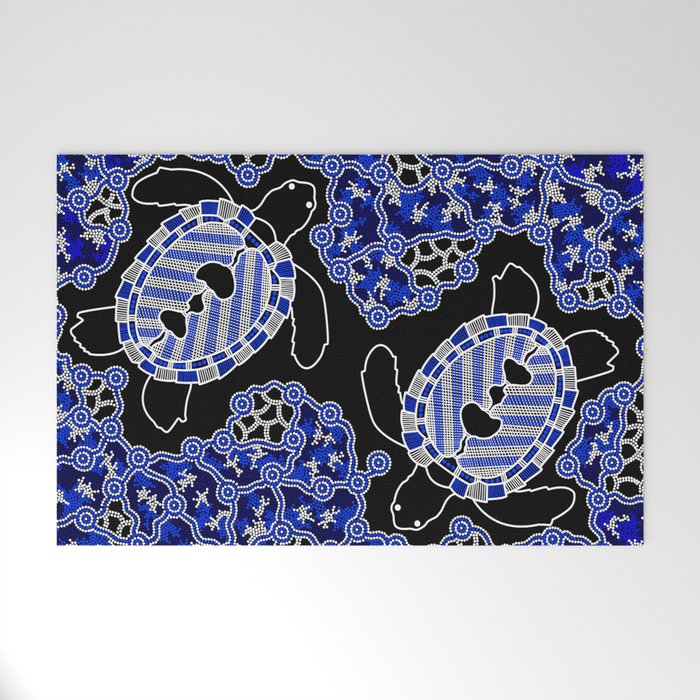 Turtles Sea Turtle Dreaming Aboriginal Art Mat by Hogarth