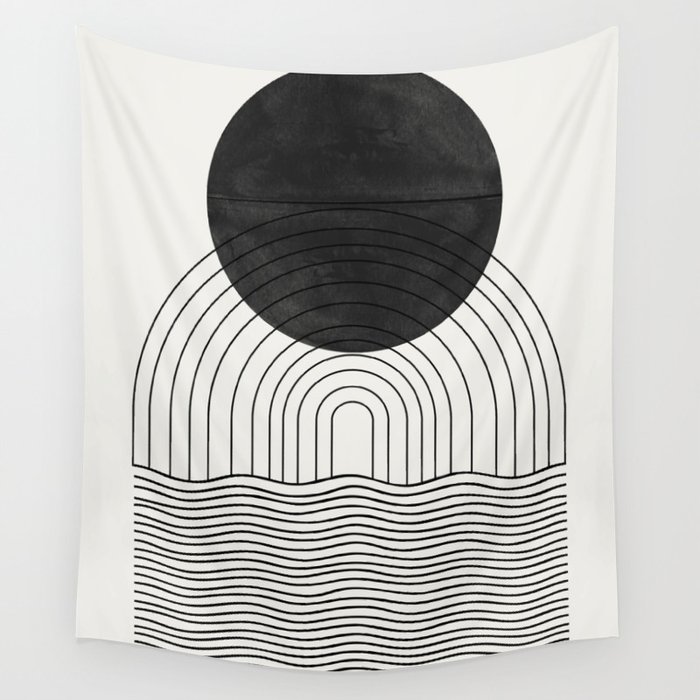 Black Sun by the ocean Wall Tapestry