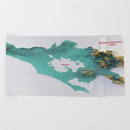 Rome map shaded relief 3d effects Beach Towel