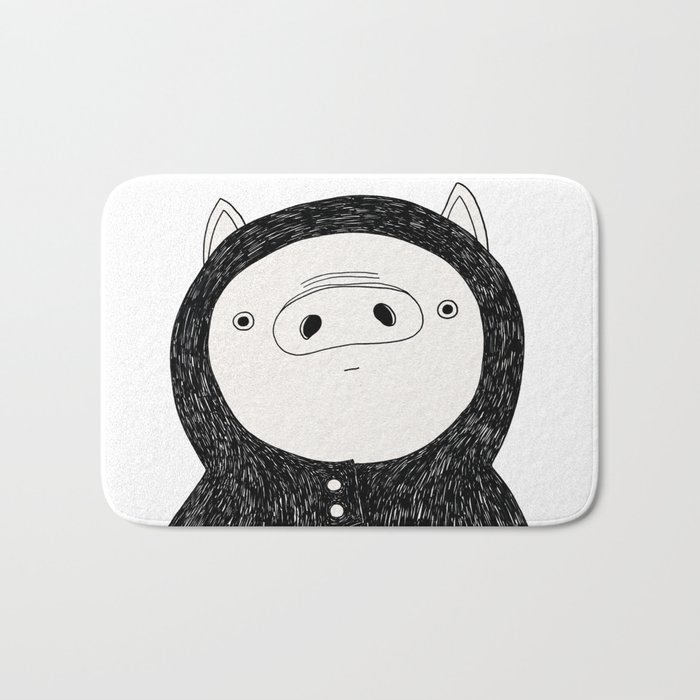 Piglet in a raincoat Bath Mat